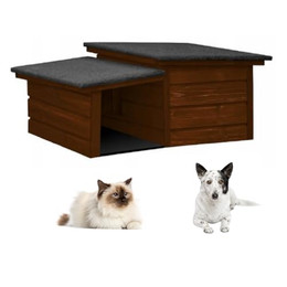 Produktbild von QLS Katzen- und Hundehütte Größe S mit Vordach isoliert aus Holz