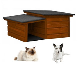 Produktbild von QLS Katzen- und Hundehütte Größe S mit Vordach isoliert aus Holz