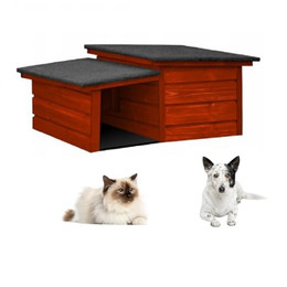 Produktbild von QLS Katzen- und Hundehütte Größe S mit Vordach isoliert aus Holz