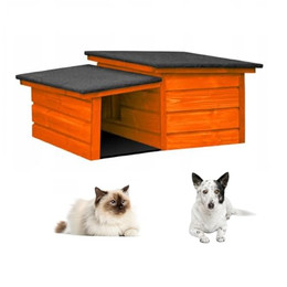 Produktbild von QLS Katzen- und Hundehütte Größe S mit Vordach isoliert aus Holz