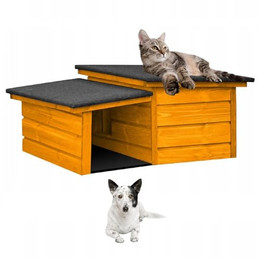 Produktbild von QLS Katzen- und Hundehütte Größe S mit Vordach isoliert aus Holz