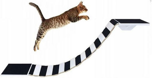 Produktbild von QLS Katzenbrücke mit 2 Katzenliegen Set 130 cm rutschfest Wandbefestigung aus Holz