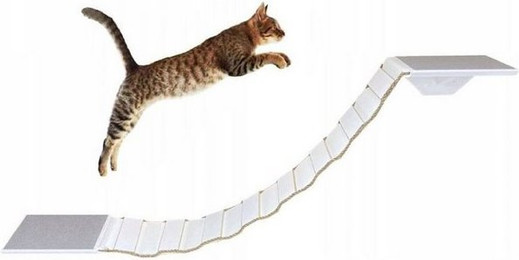 Produktbild von QLS Katzenbrücke mit 2 Katzenliegen Set 130 cm rutschfest Wandbefestigung aus Holz