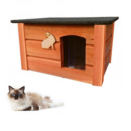 Produktbild von QLS Katzenhaus aus Holz 60x44 cm isoliert und winterfest