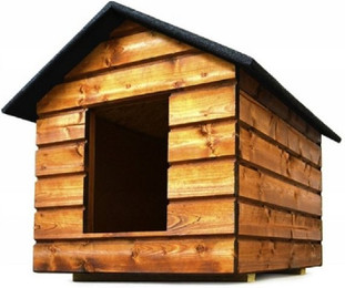 Produktbild von QLS Tierhaus Hundehütte L 80x60x68 cm mit Vorhang isoliert