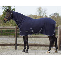 Produktbild von QHP Abschwitzdecke Basic Fleece mit Halsteil und Kreuzgurten Blau 145 cm