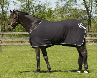 Produktbild von QHP Abschwitzdecke Fleece Ornament in Schwarz und Silber für Pferde