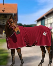Produktbild von QHP Abschwitzdecke mit Ornament in Bordeaux Rot Silber