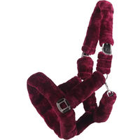 Produktbild von QHP Alaska Halfter für Ponys mit weichem Teddy-Kunstfell in Bordeaux/Schwarz