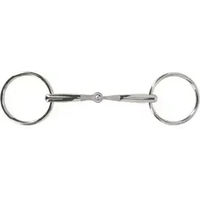 Produktbild von QHP Anatomische Zweiring-Trense für Pferde aus Edelstahl in Silber und Beige
