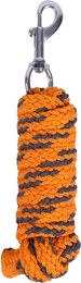 QHP Anbindestrick Color aus Polyester mit Karabinerverschluss Orange Grau - 2 m – Bild 1 von 2