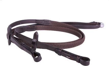 QHP Anti-Rutsch-Gummizügel für Warmblut in Braun und Schwarz – Bild 1 von 3