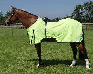 QHP Ausreitdecke mit Reflexion und Fleece Füllung Gelb 125 cm – Bild 1 von 3
