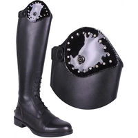 Produktbild von QHP Austauschbares Schaftoberteil für Romy Reitstiefel aus Leder mit Klettverschluss Crystal Schwarz Größe 35-37