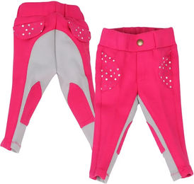 QHP Baby Reithose Mickey Junior Jodhpur mit Kniebesatz Fuchsia Größe 104 – Bild 1 von 3