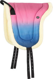 QHP Bareback Pad Rosalynn Reitteppich aus Fleece für Shetty in Rosa Blau Bunt – Bild 1 von 5