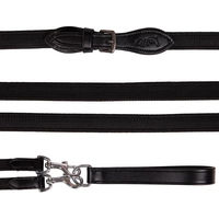 Produktbild von QHP Basic Pro Anti-Rutsch Schlaufzügel aus Leder in Schwarz und Silber