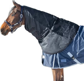 Produktbild von QHP Big Neck Wasserdichte Pferdedecke aus Polyester Schwarz 205/215 cm
