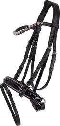 Produktbild von QHP Bixie Reittrense aus Leder für Ponys in Schwarz oder Rosa
