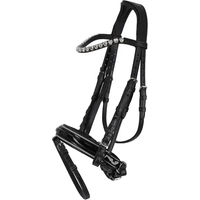 Produktbild von QHP Bixie Reittrense für Ponys aus Leder in Schwarz mit Silberbeschlag