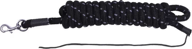QHP Bodenarbeitsseil Longe für Pferde Schwarz/Grau 4,20 m aus Polyester mit Karabiner - 4,2 m – Bild 1 von 2