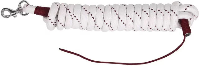 QHP Bodenarbeitsseil Longe für Pferde Weiß/Rot aus Polyester 4,20 m – Bild 1 von 2