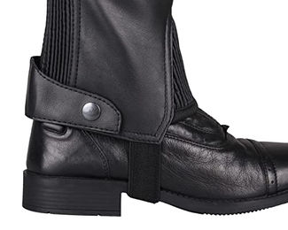 QHP Chaps Shimmer Junior Kinder Chaps aus Kunstleder Schwarz Glitter Größe 6 Jahre – Bild 1 von 2