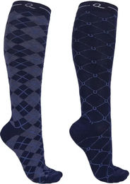 QHP Classic Reitsocken für Damen in Blau Größe 39-42 2er Pack – Bild 1 von 4