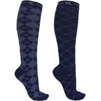 Produktbild von QHP Classic Reitsocken für Damen in Blau Größe 39-42 2er Pack