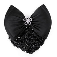 Produktbild von QHP Classy Haarschleife mit Haarnetz und Glitzersteinen in Schwarz und Silber aus Stoff