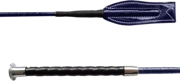 Produktbild von QHP Comfort Reitsport-Hindernispeitsche aus Kunstleder in Schwarz und Blau