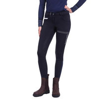 Produktbild von QHP Damenreithose Emma Softshell Winter mit Fleece-Futter und Full-Grip Besatz Blau Größe 42