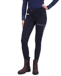 QHP Damenreithose Emma Softshell Winter mit Fleece-Fütterung und Voll-Grip in Blau Größe 38 – Bild 1 von 7