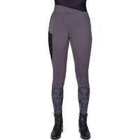 Produktbild von QHP Djune Reitturnier-Leggings Damen Full Grip Grau