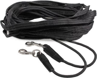 QHP Doppellonge für Pferde aus Polyester in Schwarz mit 16m Länge und Karabinerhaken - 16 m – Bild 1 von 2