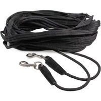 Produktbild von QHP Doppellonge für Pferde aus Polyester in Schwarz mit 16m Länge und Karabinerhaken - 16 m