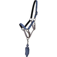 Produktbild von QHP Duo Halfter und Longierleine für Shetty Pferde aus Polyester in Blau
