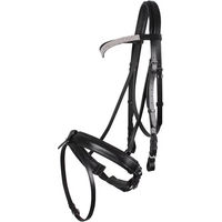 Produktbild von QHP Elegance Schwedische Trense für Kaltblut Pferde aus Leder mit Strass in Schwarz