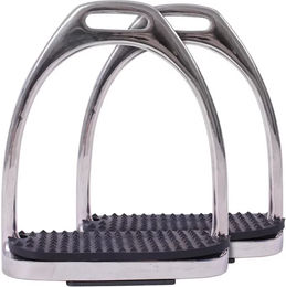QHP Fillis Q-essentials Reitsteigern mit Gummieinlage aus Edelstahl in Schwarz-Silber 12 cm – Bild 1 von 2