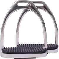 Produktbild von QHP Fillis Q-essentials Reitsteigern mit Gummieinlage aus Edelstahl in Schwarz-Silber 12 cm