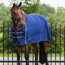 QHP Fleece-Decke Basic Blau aus Polyester 155 cm – Bild 1 von 2