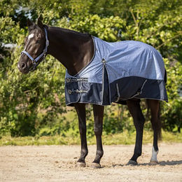 QHP Fleece-Decke für Pferde mit Fleece-Futter in Blau oder Rosa – Bild 1 von 2
