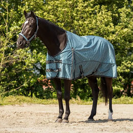 QHP Fleece-Pferdedecke aus Polyester in Grün oder Türkis – Bild 1 von 2