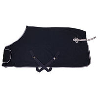 Produktbild von QHP Fleecedecke Abschwitzdecke mit Brustlatz und Kreuzgurten Blau Silber 110 cm