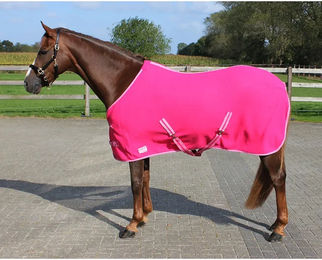 QHP Fleecedecke Color für Pferde aus Polyester in Rosa – Bild 1 von 2