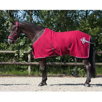 Produktbild von QHP Fleecedecke Ornament mit Brustlatz und Kreuzgurten in Rot/Silber