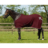 Produktbild von QHP Fleecedecke Pferdedecke mit Ornament und Kontrast-Einfassung in Bordeaux/Silber 155 cm