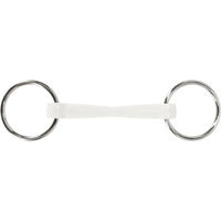 Produktbild von QHP Flexi Gebiss für Pferde mit 2 Ringen aus Polyurethan Silber Weiß 11,5 cm