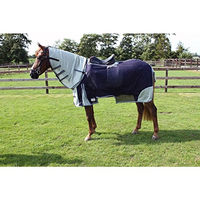 Produktbild von QHP Fliegen-Ausreitdecke mit abnehmbarem Halsteil und Sattelaussparung Blau 175 cm