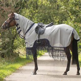 QHP Fliegenabdeckdecke mit Fransen aus Polyester in Grau – Bild 1 von 2